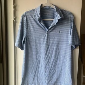 Blue and white Vineyard Vines Performance Golf Polo